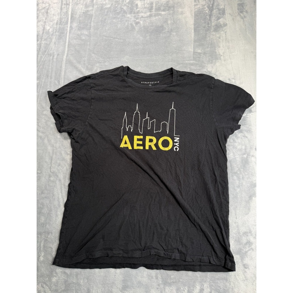 Aeropostale NYC T Shirt Mens XL Black Short Sleeve Crew Neck Graphic Tee